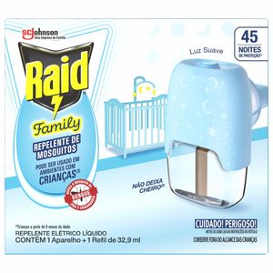 Inseticida Elétrico Líquido Family Aparelho e Refil 32 Raid