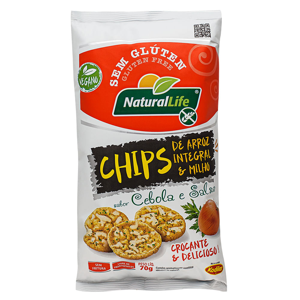 Salgadinho de Arroz Integral e Milho Natural Life 70g Sem Glúten Cebola e Salsa