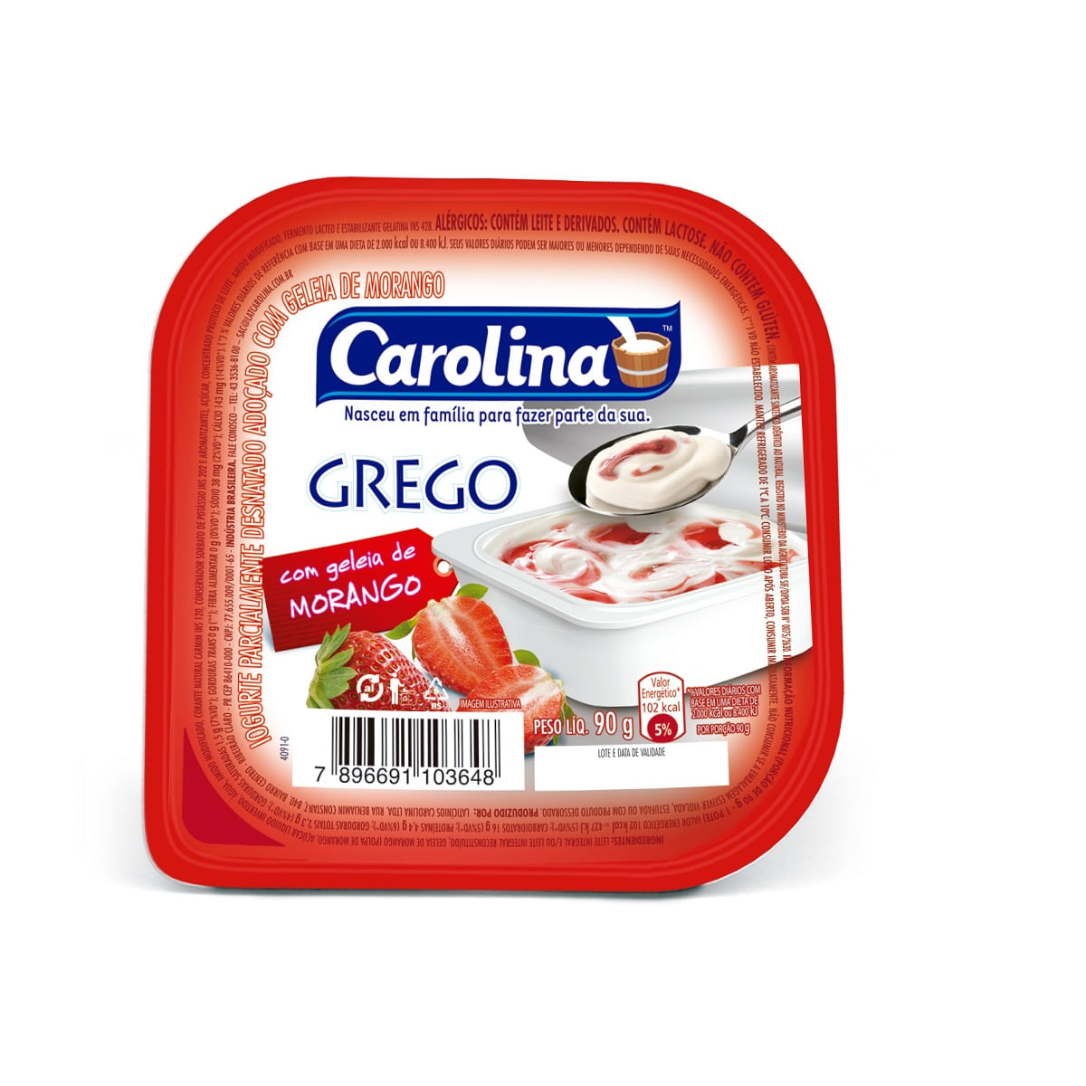 Iogurte Grego Carolina com Geleia Morango 90g