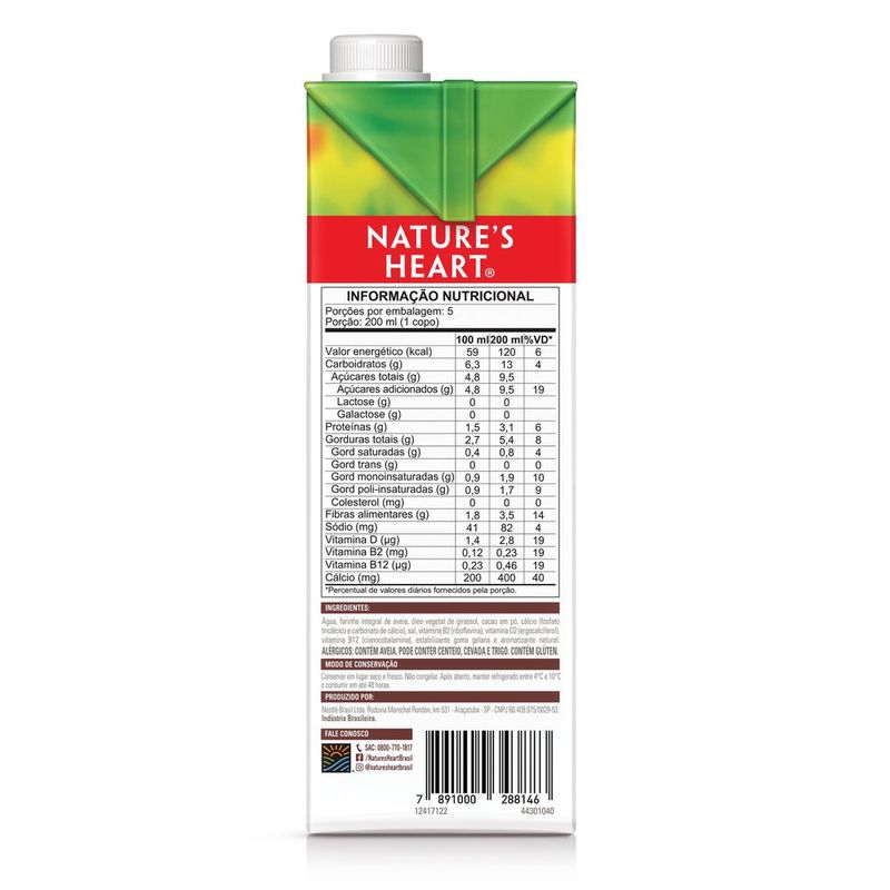 Natures Heart Cacau E Arroz 1l Supermercado Savegnago 5025