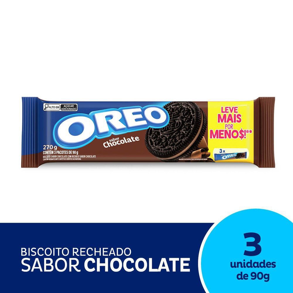 Biscoito Recheado Oreo Chocolate Embalagem Econômica 270g
