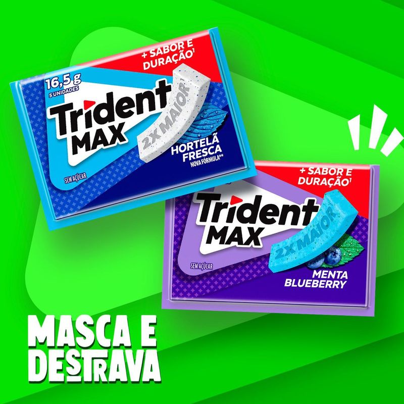 徳利 Chiclete Trident Max Hortelã Fresca Sem Açúcar 16g -Embalagem com