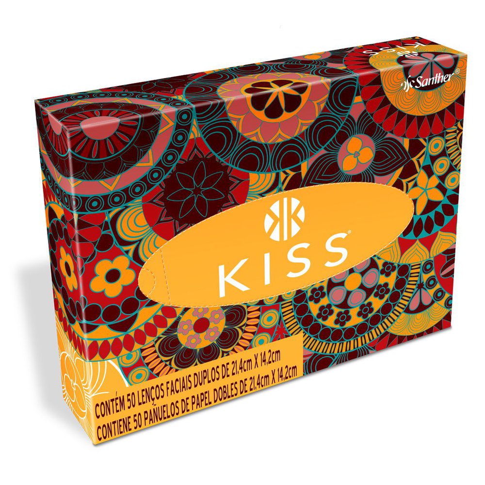 Lenço de Papel Kiss Facial Folha Dupla caixa com 50 lenços