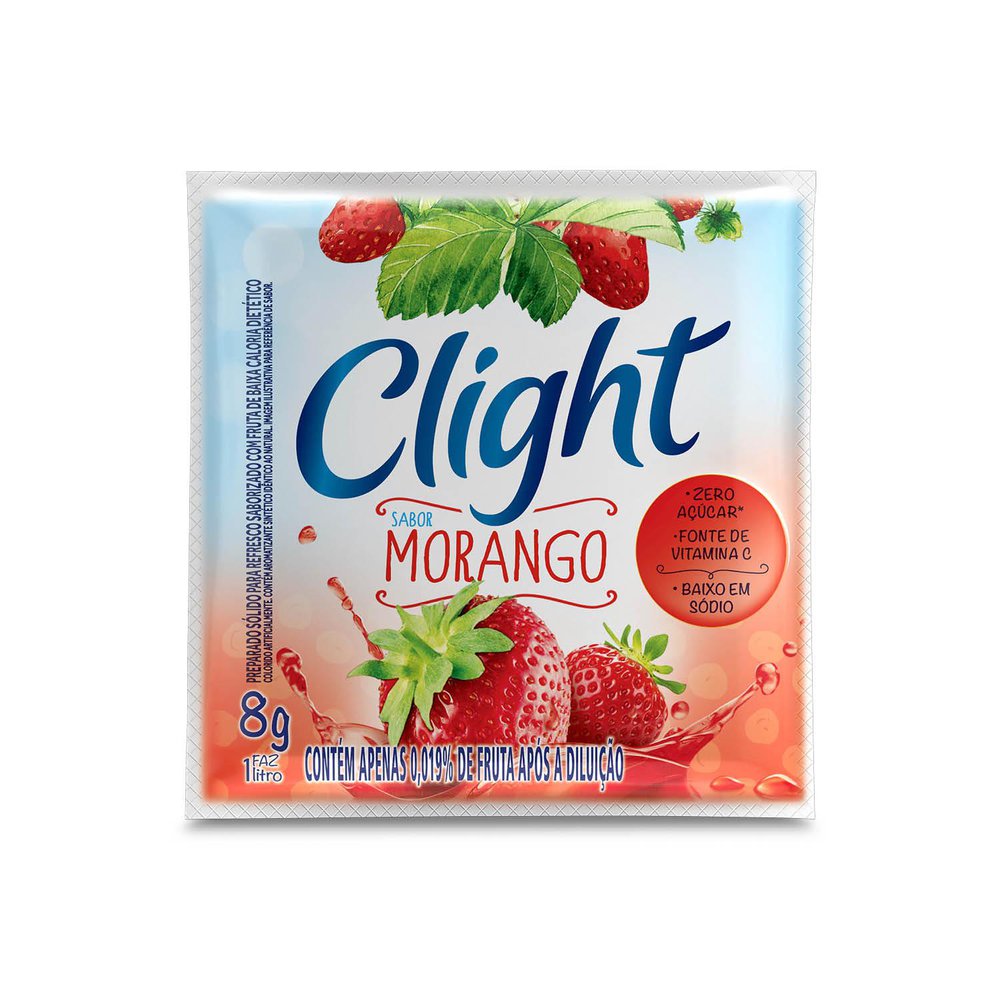 Refresco em Pó Clight Morango Envelope com 8g