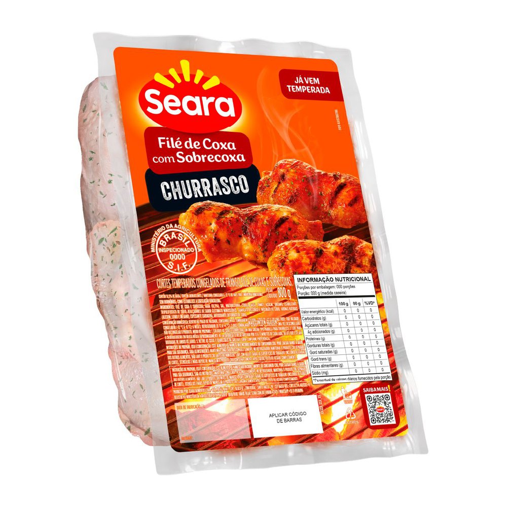 Filé de coxa e sobrecoxa temperado Seara churrasco Embalagem 800g