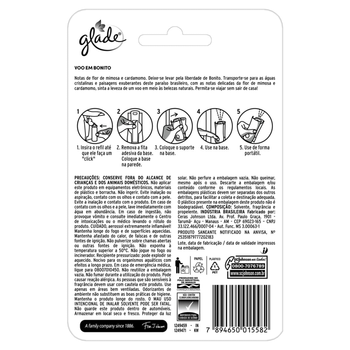 Kit 1 Aparelho + 1 Odorizador de Ambiente Voo em Bonito Glade Toque de Frescor 12ml Refil