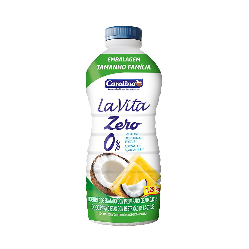 Iogurte Líquido Carolina La Vita Zero Abacaxi e Coco 1,25Kg