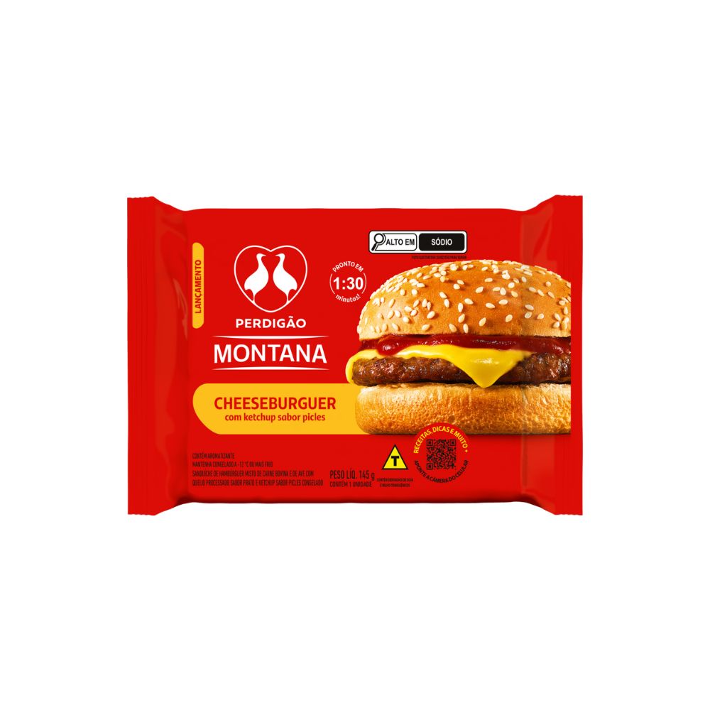 Sanduíche Perdigão Montana Cheeseburguer 145g Congelado