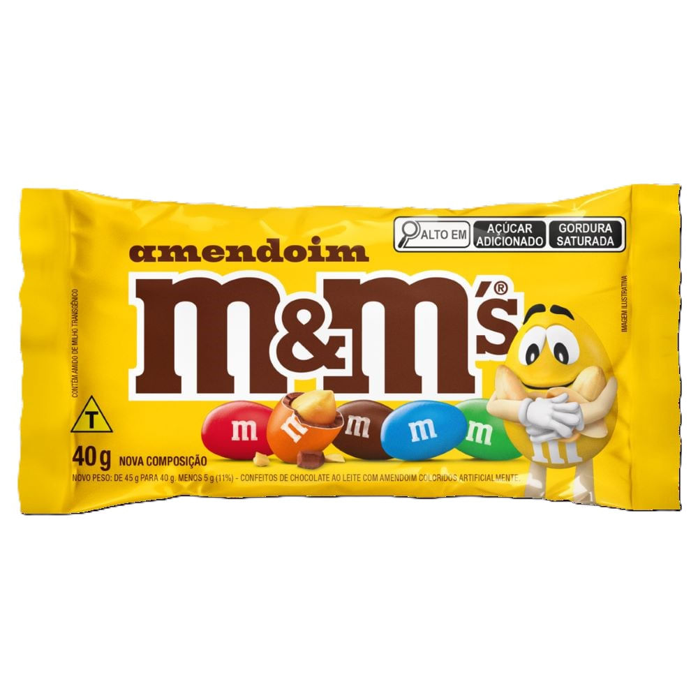 Chocolate confeito M&Ms amendoim 40g