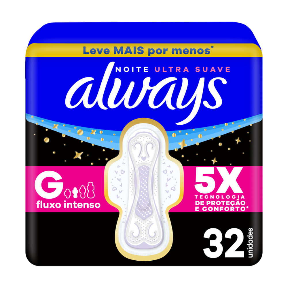 Absorvente Always Noites Tranquilas Suave com Abas 32 Un