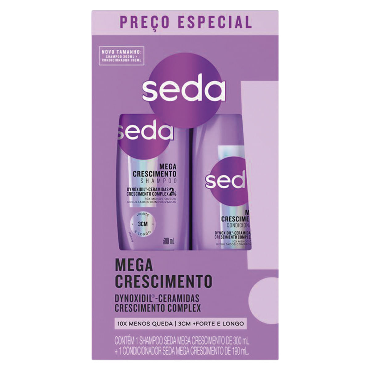 Shampoo 300ml Condicionador 190ml Seda Mega Crescimento
