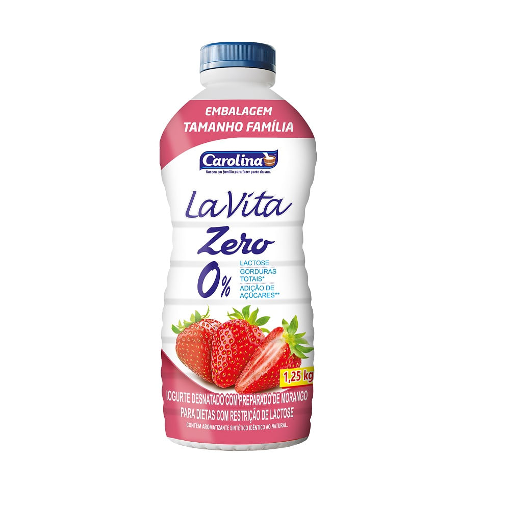 Iogurte Líquido Carolina La Vita Zero Morango 1,25Kg