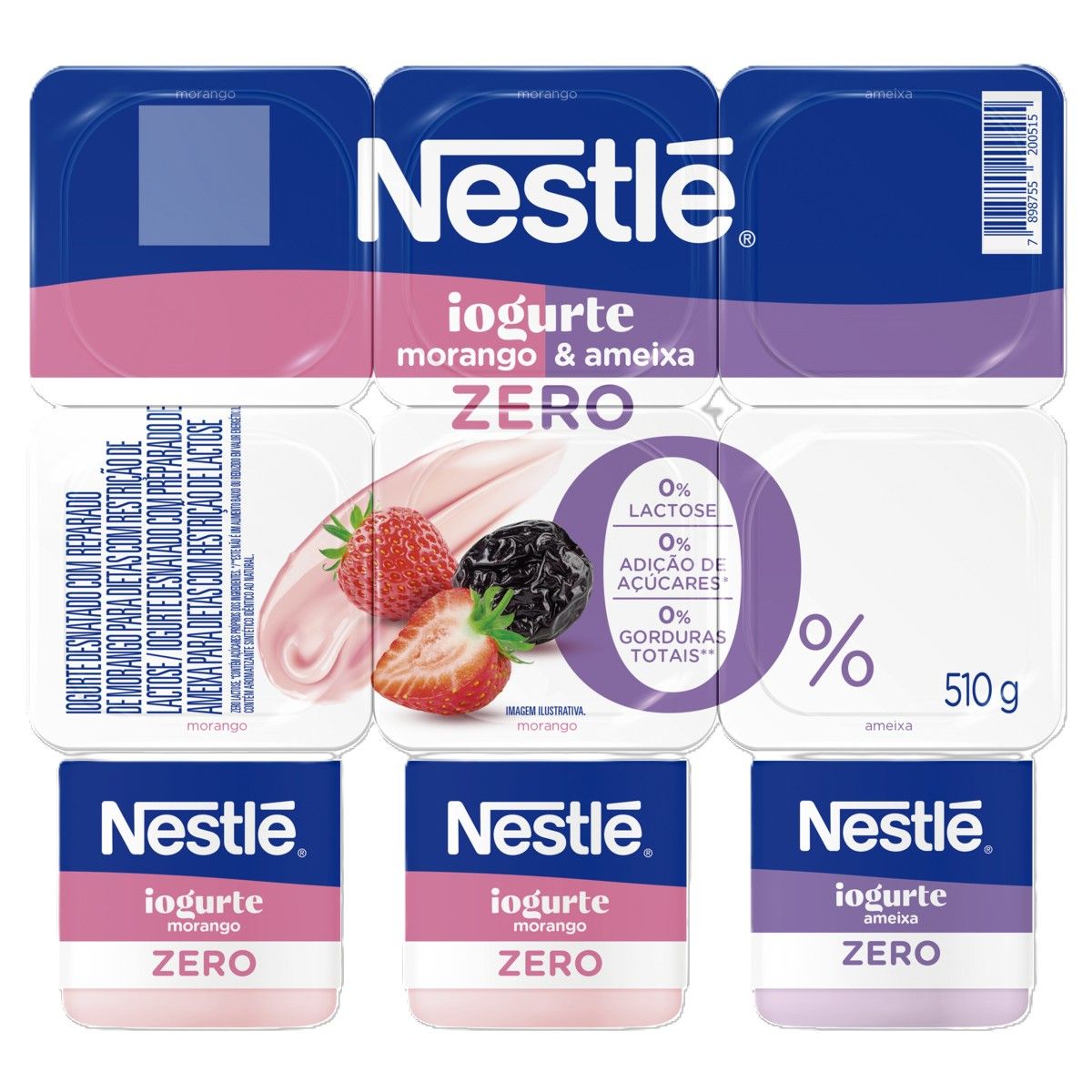 Iogurte Polpa Nestlé Zero Morango E Ameixa 510g