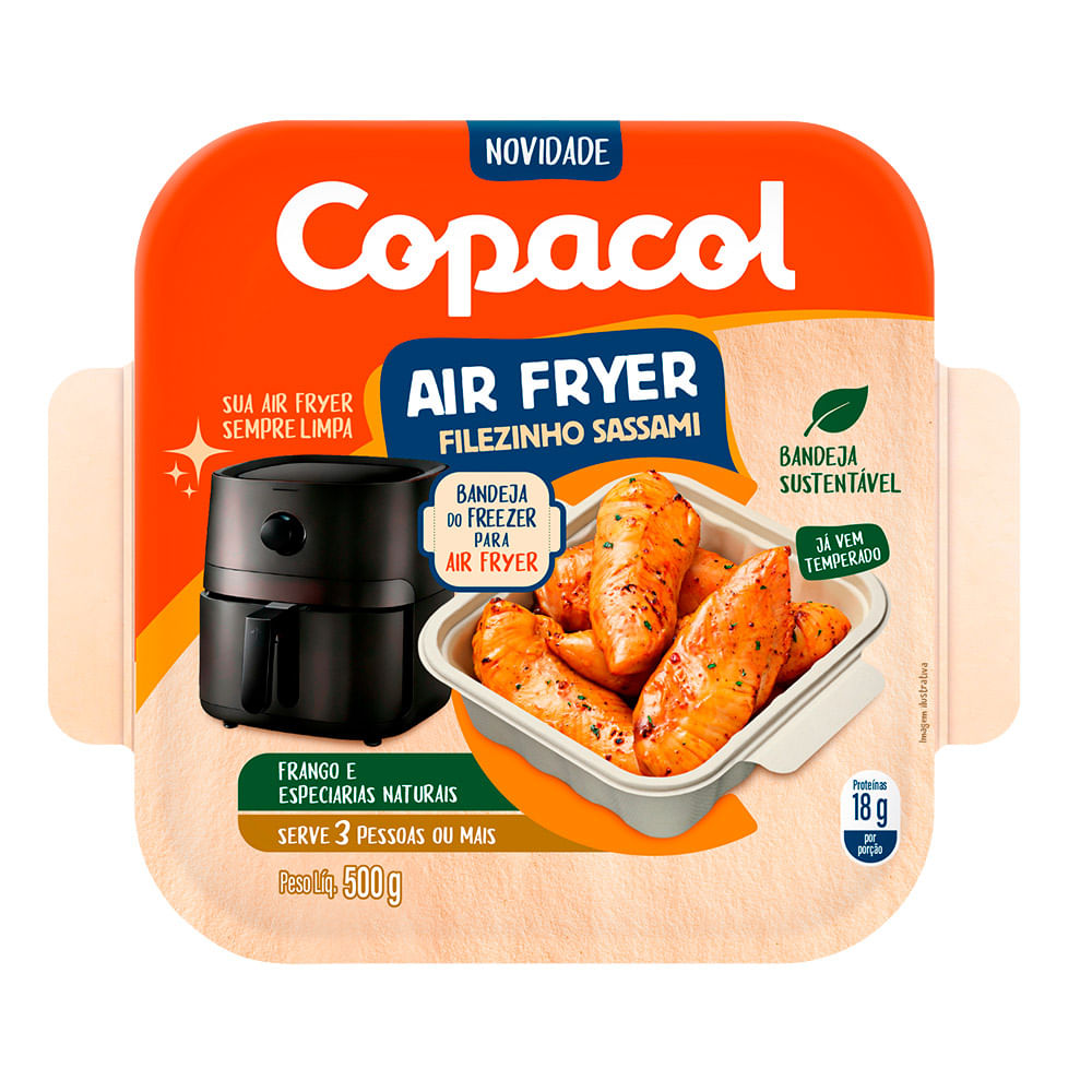 Filé de frango Sassami congelado e temperado para Air Fryer Copacol 500g