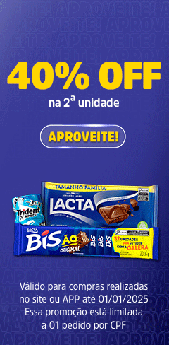 40% OFF na 2ª Unidade em Selecionados Lacta e Trident