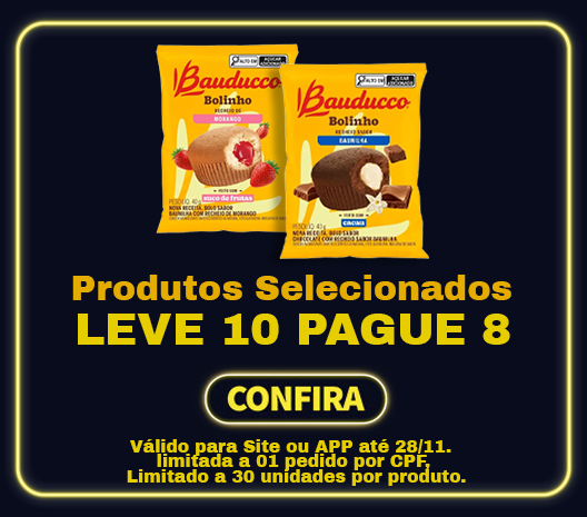 Leve 10 pague 8 em Bolinhos Bauducco