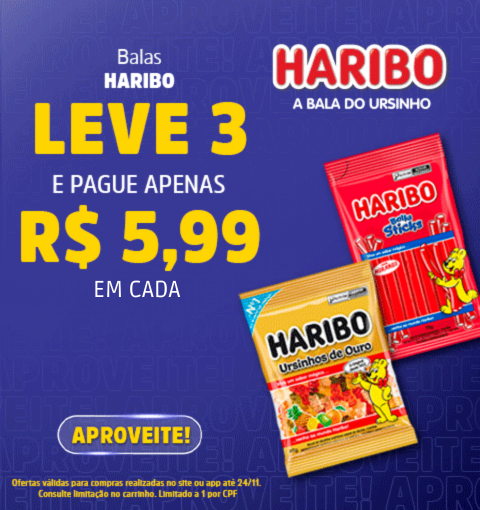 Leve 3 por R$ 5,99 em produtos Haribo