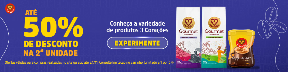 Até 50% de desconto na segunda unidade de Café Gourmet e Cappucino