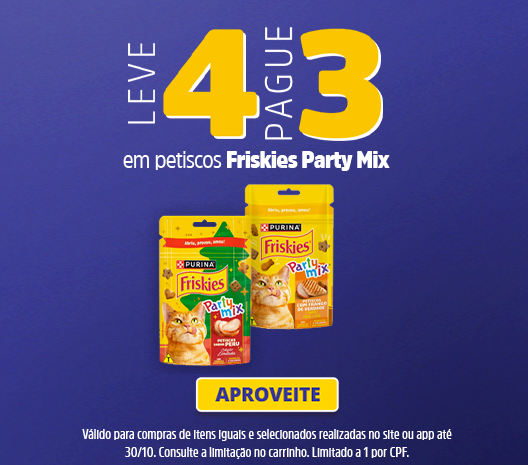 Leve 4 e Pague 3 em Friskies Party Mix