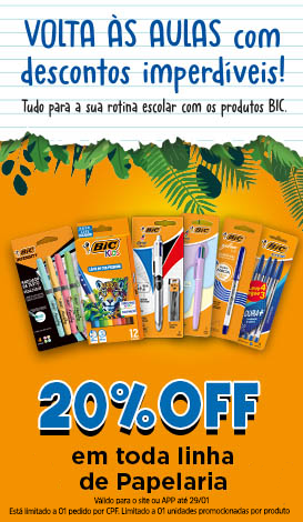 20%OFF em toda a linha de papelaria Bic