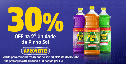 30% OFF na  2º Unidade de Pinho Sol 