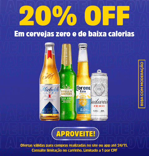 20% OFF em Cervejas de Baixa Caloria