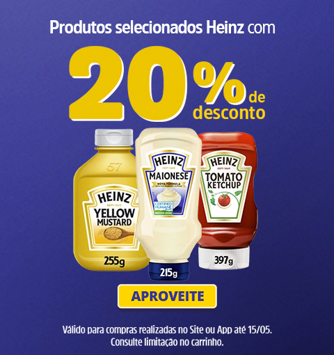 Produtos Heinz com 20%OFF