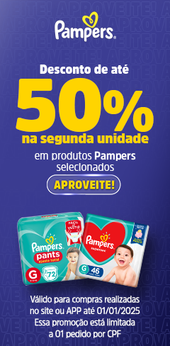 50% OFF na 2ª unidade de Pampers